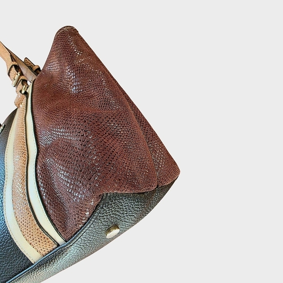 👜 Dana Buchman Brown Striped Tote Bag w/ Faux Suede Accents - Picture 12 of 16